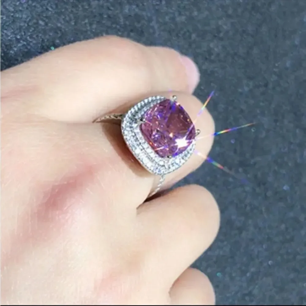 Pink Diamond Princess Cut Ring - Picture 7 of 12